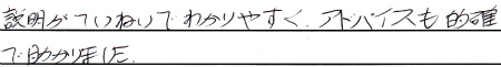 説明がていねいでわかりやすく、アドバイスも的確で助かりました。